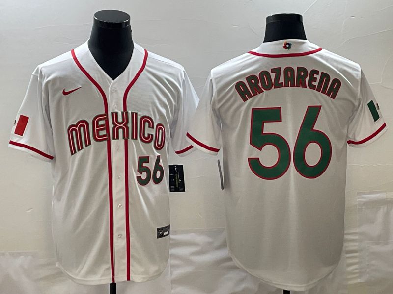 Men 2023 World Cub Mexico #56 Arozarena White green Nike MLB Jersey1->more jerseys->MLB Jersey